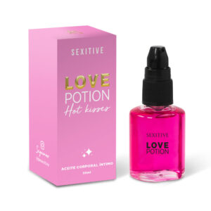 Aceite Comestible Love Potion Frutilla 30 ml para masajes y besos íntimos
