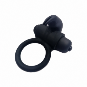 Anillo vibrador Rabbit Touch negro con estimulador tipo conejito