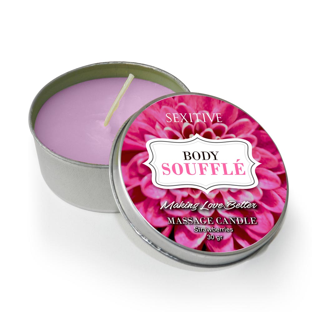 Vela de masaje Body Soufflé Strawberries 30 g para masajes corporales tibios