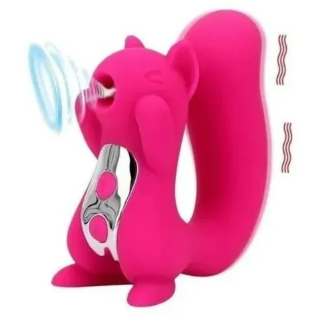 Succionador y vibrador Power Squirrel USB Rosa recargable